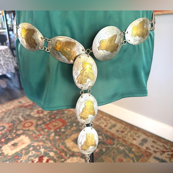 Silver Metal and Brass Angel Chain Belt
